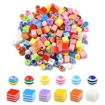 200Pcs 2 Styles Stripe Resin Beads