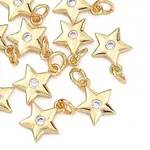 Brass Micro Pave Clear Cubic Zirconia Charms