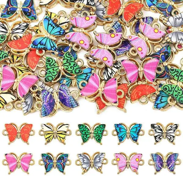 20Pcs 10 Colors Alloy Enamel Connector Charms