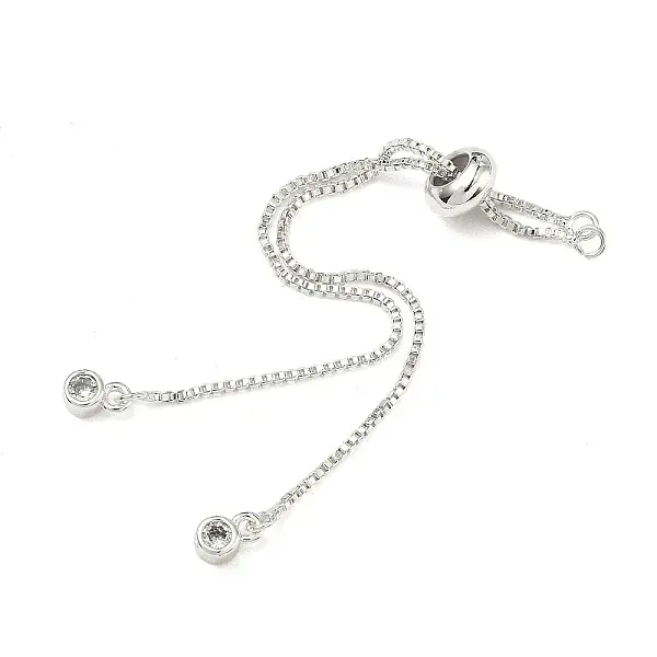 Brass Pave Clear Cubic Zirconia Box Chain Slider Bracelet Making