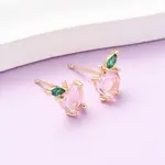 Brass Micro Pave Cubic Zirconia Apple Stud Earrings