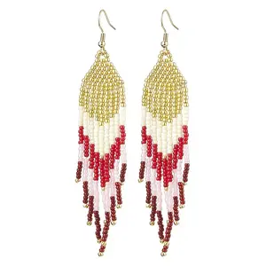 Bohemian Style TOHO Round Seed Tassel Dangle Earrings
