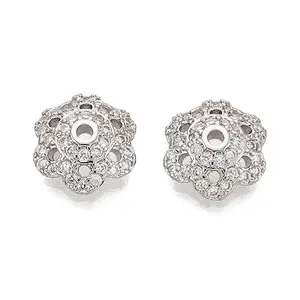 Brass Micro Pave Clear Cubic Zirconia Bead Caps