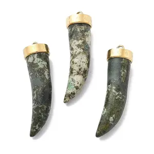 Natural Unakite Horn Pendants