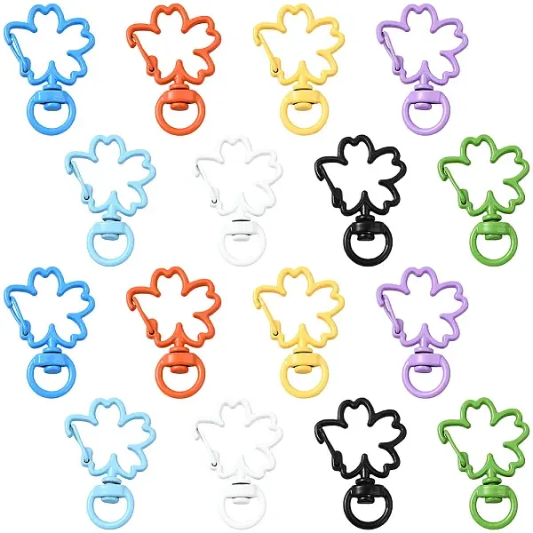 24Pcs 8 Colors Baking Paint Zinc Alloy Swivel Clasps