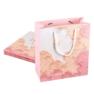 6Pcs Rectangle Paper FLower Gift Bags with Rope Handles