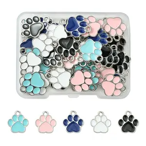 50Pcs 5 Colors Alloy Enamel Pendants