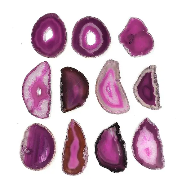 Natural Agate Nuggets Slice Links Connector Charms