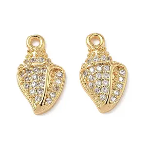 Ocean Brass Micro Pave Clear Cubic Zirconia Charms