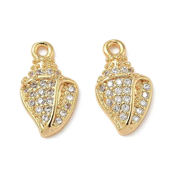 Ocean Brass Micro Pave Clear Cubic Zirconia Charms