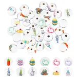 48Pcs 12 Styles Easter Theme Printed Wooden Beads