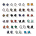 Gemstone Sun Stud Earrings with Cubic Zirconia