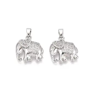 Brass Micro Pave Clear Cubic Zirconia Pendants