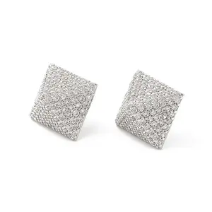 Clear Cubic Zirconia Pyramid Stud Earrings