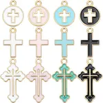 96Pcs 12 Styles Alloy Enamel Pendants