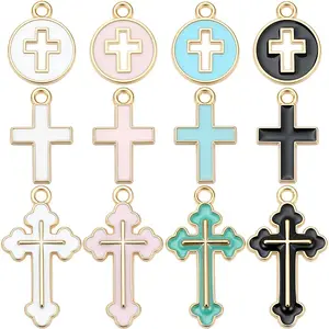 96Pcs 12 Styles Alloy Enamel Pendants