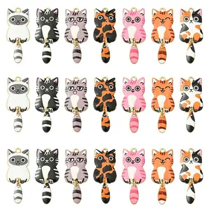 14Pcs 7 Colors Alloy Enamel Pendants