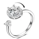 Cubic Zirconia Rotating Open Cuff Ring