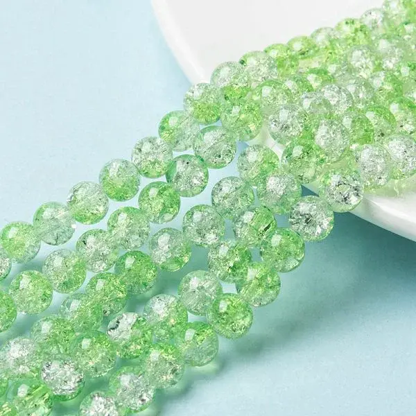 Baking Paint Crackle Glass Bead Strands