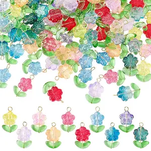 100Pcs 10 Colors Glass Pendants