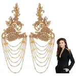 1 Pair PET Flower with Glass Beaded Tassel Epaulettes