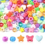 900Pcs 5 Styles Opaque & Transparent Plastic Beads