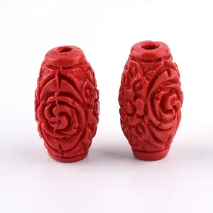 Carved Cinnabar Beads