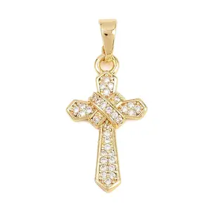 Brass Micro Pave Clear Cubic Zirconia Pendants