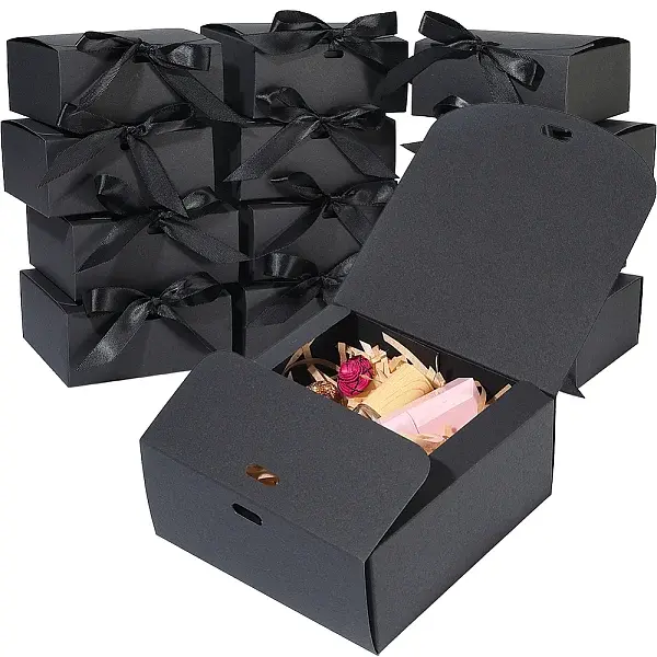 Folding Paper Gift Boxes with Ribbon