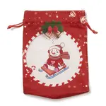 Christmas Theme Rectangle Cloth Bags with Jute Cord