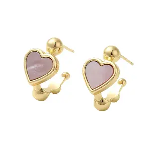 Shell Heart Stud Earrings
