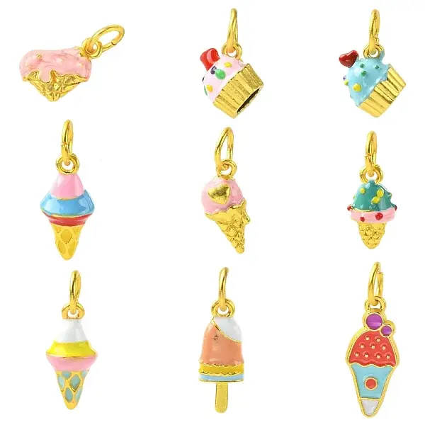9Pcs 9 Styles Alloy Enamel Pendants