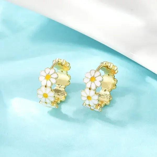 Brass Enamel Hoop Earrings