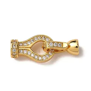 Brass Micro Pave Clear Cubic Zirconia Fold Over Clasps