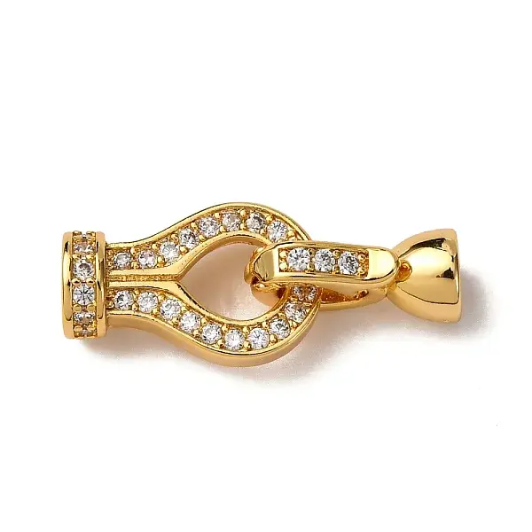 Brass Micro Pave Clear Cubic Zirconia Fold Over Clasps