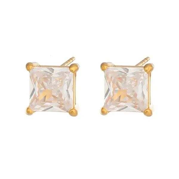 304 Stainless Steel Micro Pave Cubic Zirconia Stud Earrings
