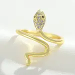 Snake Brass Micro Pave Cubic Zirconia Cuff Rings