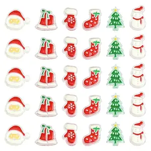 24Pcs 6 Styles Christmas Decorations Theme Opaque Acrylic Bead