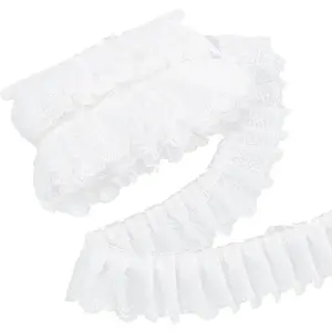 3-Layer Pleated Chiffon Flower Lace Trim