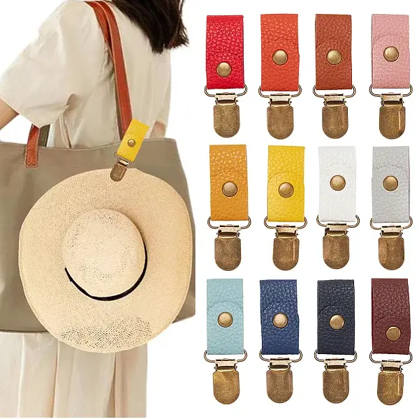 12Pcs 12 Colors Alloy Hat Clips