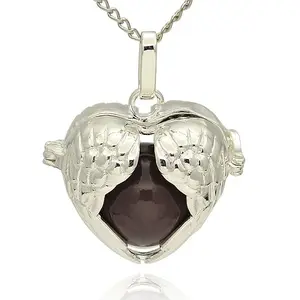 Silver Color Plated Brass Hollow Heart Cage Pendants