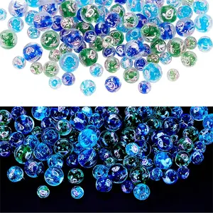 90Pcs 9 Styles Handmade Luminous Inner Flower Lampwork Beads