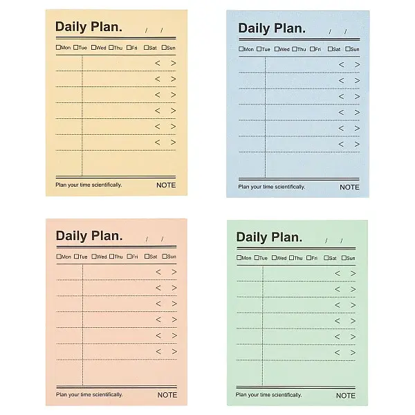 4Pcs 4 Colors Paper Portable Plan Notepad