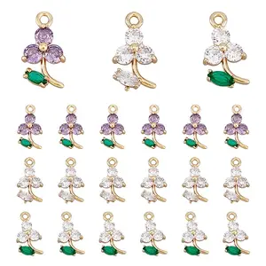 18Pcs 3 Colors Transparent Glass Pendants