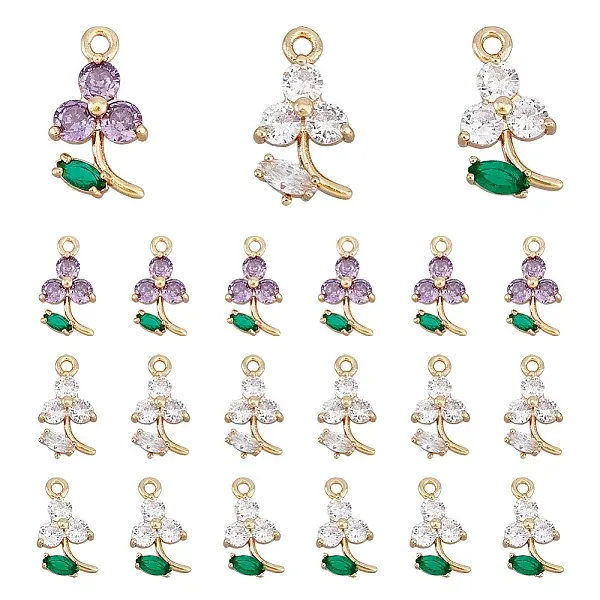 18Pcs 3 Colors Transparent Glass Pendants