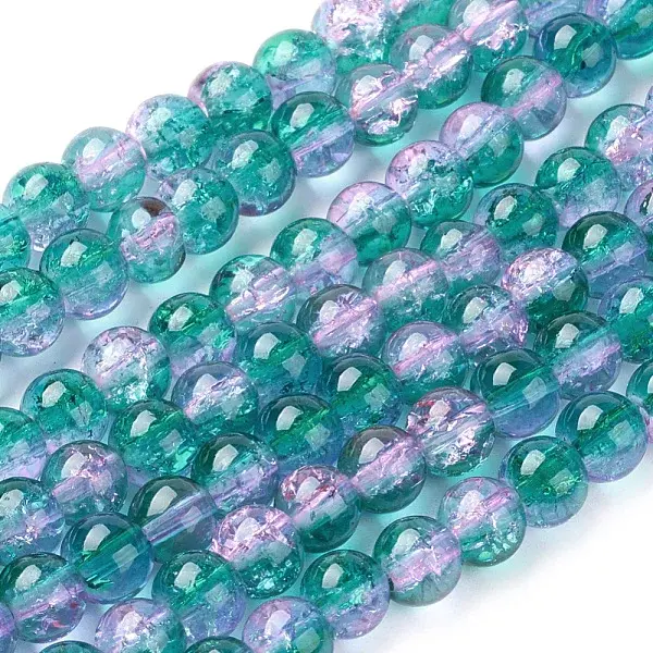 Spray Painted Crackle Glass Beads Strands