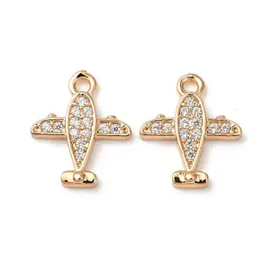 Brass Micro Pave Clear Cubic Zirconia Charms