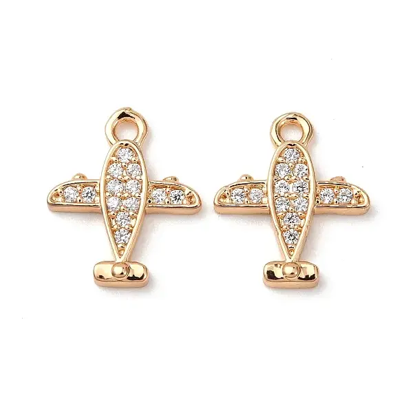 Brass Micro Pave Clear Cubic Zirconia Charms
