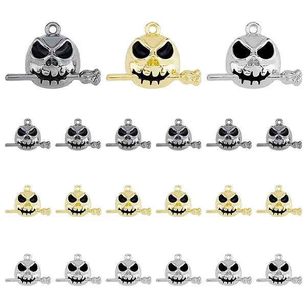 30Pcs 3 Colors Alloy Enamel Pendants