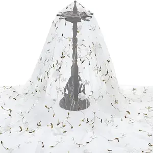 1Pc Flower Pattern Milk Fiber Mesh Fabric